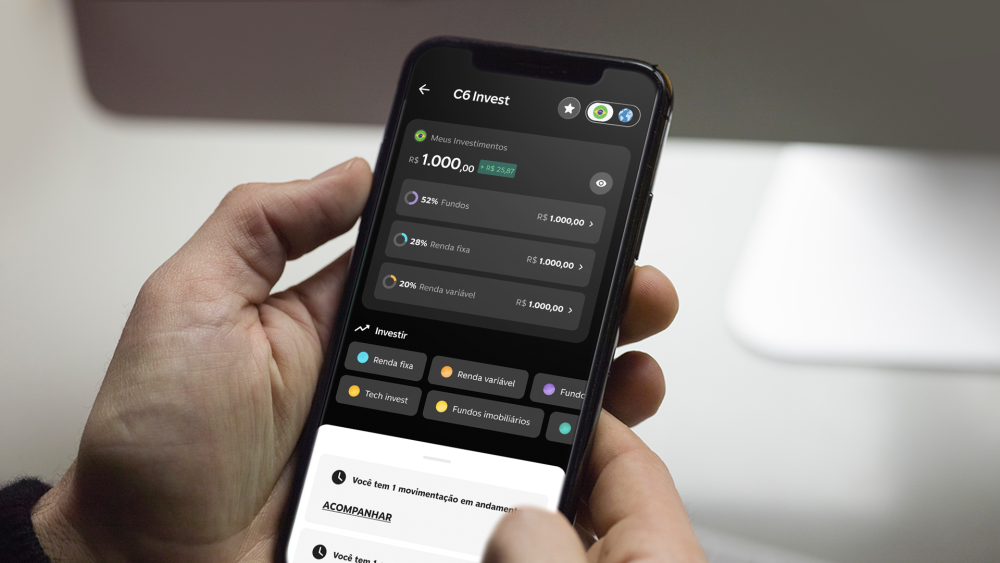 Com o C6 TechInvest, investidor tem acesso a carteiras administradas diretamente no app.