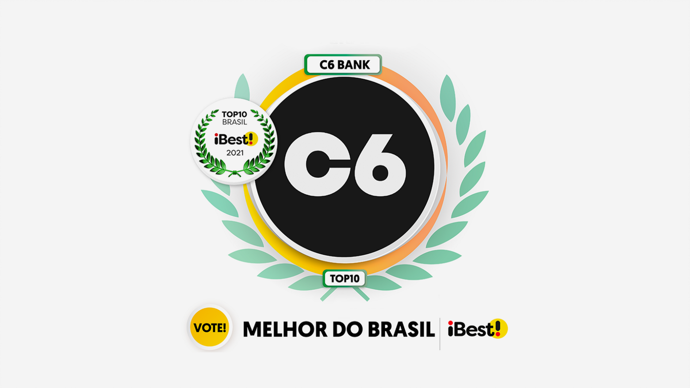 Card do prêmio iBest 2021 com o logo do C6 Bank no centro chamando para votação de melhor do Brasil