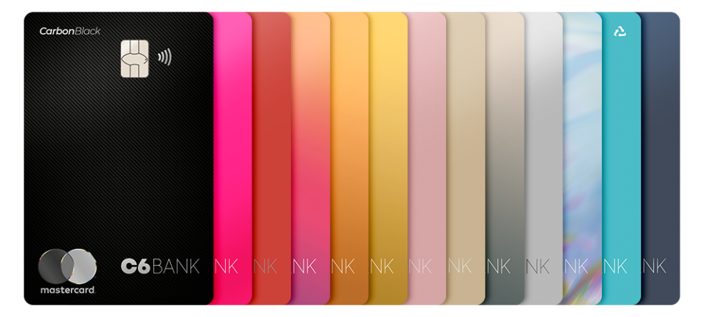Fotos dos cartões do c6 bank em diferentes cores | como liberar a função credito no c6 bank